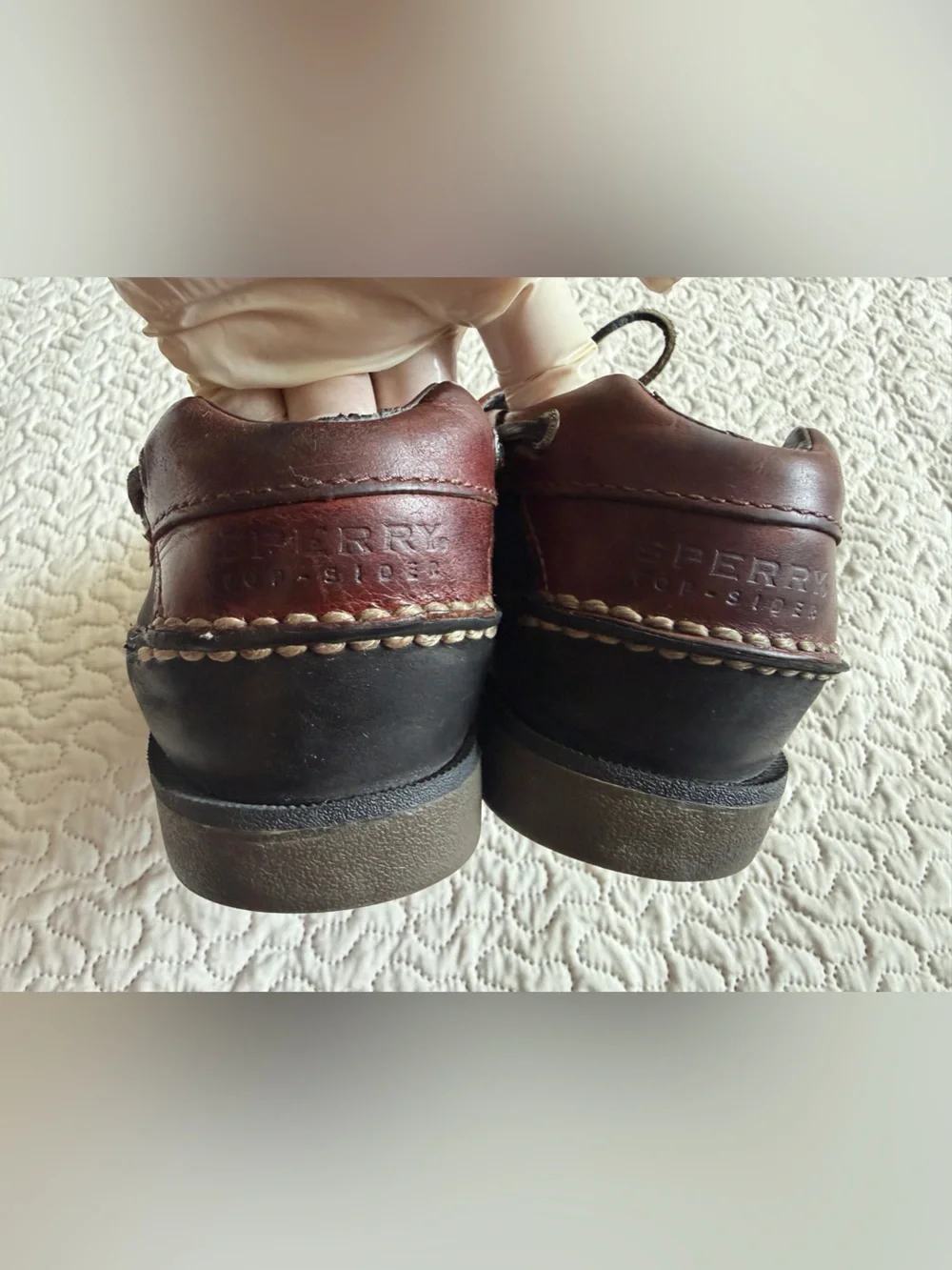 Sperry To-Sider Stingray Collection Men’s Black Brown Leather Boat Shoes Size 11